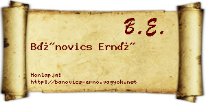 Bánovics Ernő névjegykártya